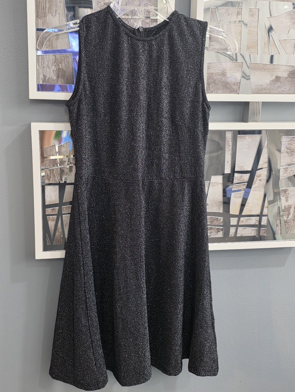 Sleeveless Shimmer Fit & Flare Dress - Black